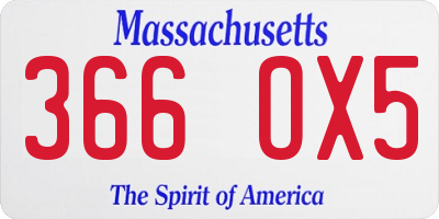 MA license plate 366OX5