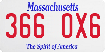 MA license plate 366OX6