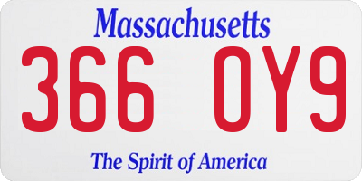 MA license plate 366OY9