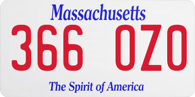 MA license plate 366OZ0