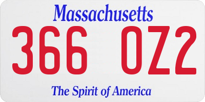 MA license plate 366OZ2
