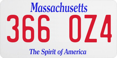 MA license plate 366OZ4