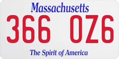 MA license plate 366OZ6