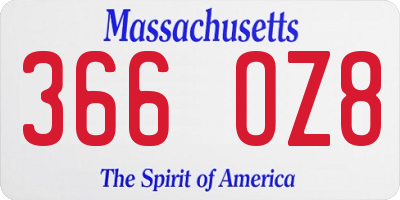 MA license plate 366OZ8