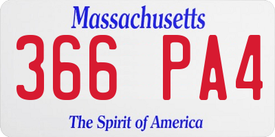 MA license plate 366PA4