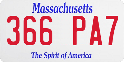 MA license plate 366PA7