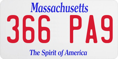 MA license plate 366PA9