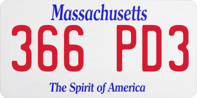 MA license plate 366PD3