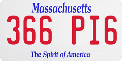 MA license plate 366PI6