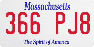 MA license plate 366PJ8