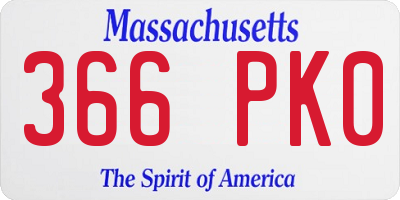 MA license plate 366PK0