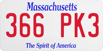 MA license plate 366PK3