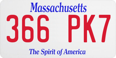 MA license plate 366PK7