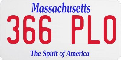 MA license plate 366PL0