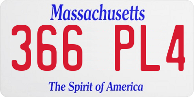 MA license plate 366PL4