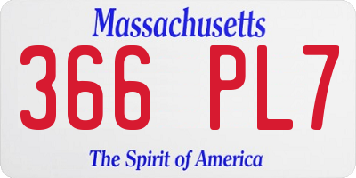 MA license plate 366PL7
