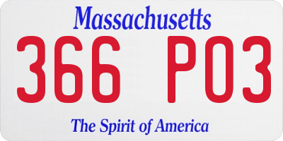 MA license plate 366PO3