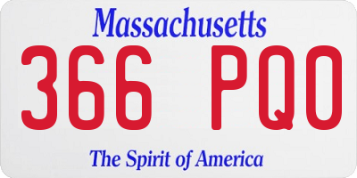 MA license plate 366PQ0