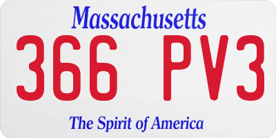 MA license plate 366PV3