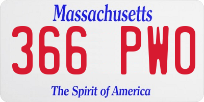 MA license plate 366PW0