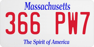 MA license plate 366PW7