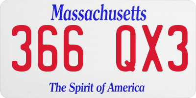 MA license plate 366QX3
