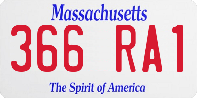 MA license plate 366RA1