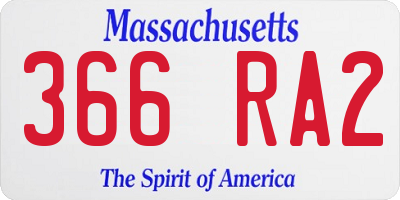 MA license plate 366RA2