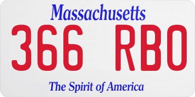 MA license plate 366RB0