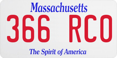 MA license plate 366RC0