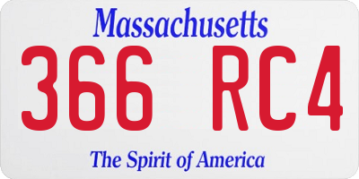 MA license plate 366RC4