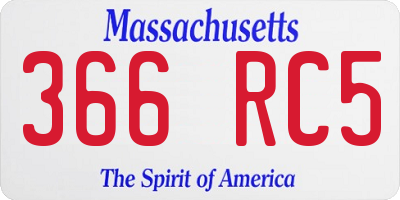 MA license plate 366RC5