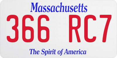 MA license plate 366RC7