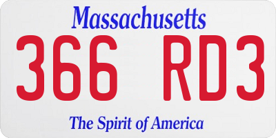 MA license plate 366RD3