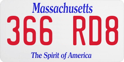 MA license plate 366RD8