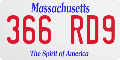 MA license plate 366RD9