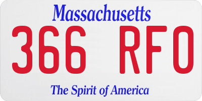 MA license plate 366RF0