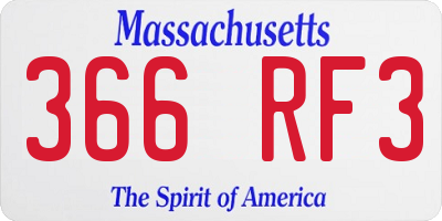 MA license plate 366RF3