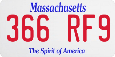 MA license plate 366RF9