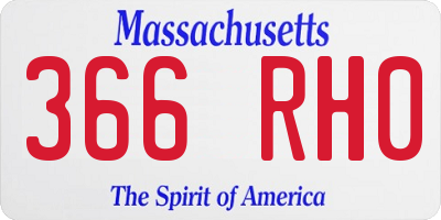 MA license plate 366RH0