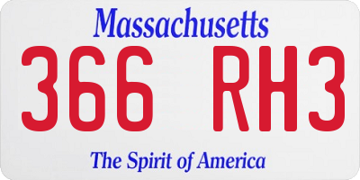 MA license plate 366RH3