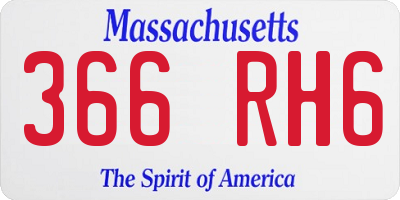 MA license plate 366RH6