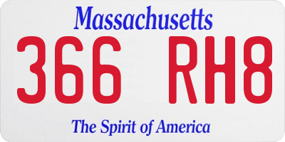 MA license plate 366RH8