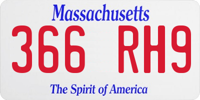 MA license plate 366RH9