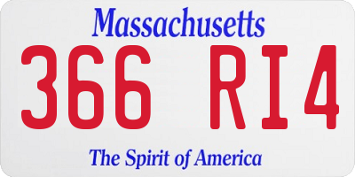 MA license plate 366RI4
