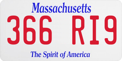 MA license plate 366RI9