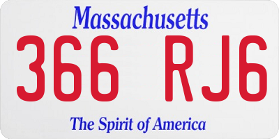 MA license plate 366RJ6