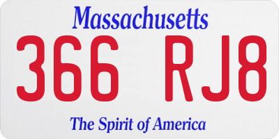 MA license plate 366RJ8