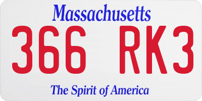 MA license plate 366RK3