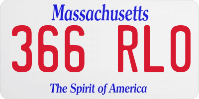 MA license plate 366RL0